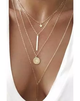 Azura Exchange Tiered Star Pendant Necklace ONE SIZE золотой