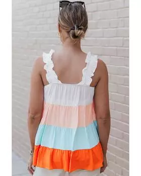 Azura Exchange Tiered Tank Top with Frill Straps XL белый