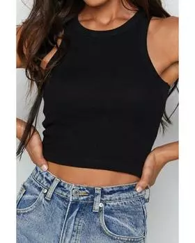 Azura Exchange Tight Ribbed Tank Top 2XL чёрный