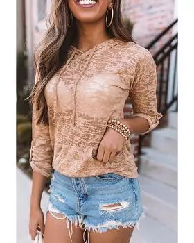 Azura Exchange Толстовка цвета хаки с завязками на талии и карманом-кенгуру XL хаки