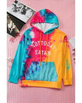 Azura Exchange Толстовка Not Today Satan Tie Dye - 95% полиэстер 5% эластан M разноцветный