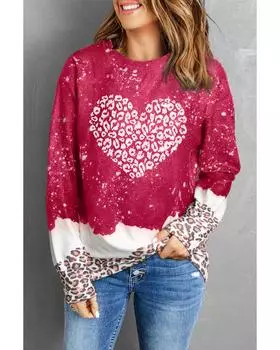 Azura Exchange Толстовка-пуловер с леопардовым принтом XL красный