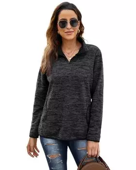 Azura Exchange Толстовка-пуловер с застежкой-молнией цвета уголь L чёрный