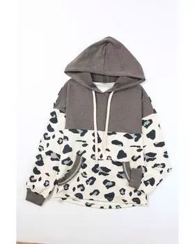 Azura Exchange Толстовка с капюшоном Color Block с карманами и завязками M хаки