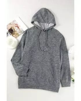 Azura Exchange Толстовка с капюшоном и карманом-кенгуру из минеральной стирки M серый