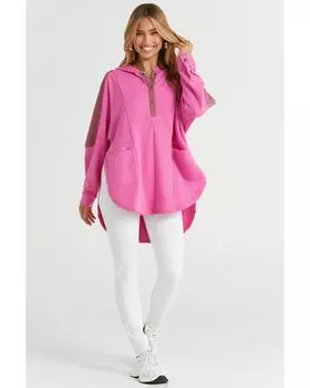 Azura Exchange Толстовка с капюшоном в стиле пэчворк большого размера Henley L ярко-розовый