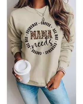 Azura Exchange Толстовка с надписью MAMA Needs All Day Everyday Letters Graphic XL хаки
