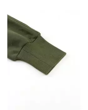 Azura Exchange Толстовка с ребристыми рукавами с прорезями для больших пальцев, воротником-стойкой и застежкой-молнией S зелёный