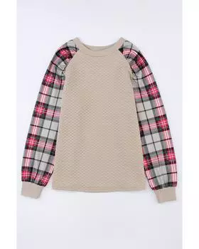 Azura Exchange Толстовка с рукавами реглан в клетку M абрикосовый