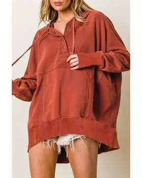 Azura Exchange Толстовка свободного кроя на кнопках с отверстием для большого пальца оранжевого цвета L оранжевый