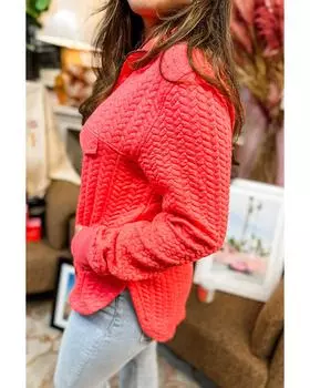 Azura Exchange томатно-красный текстурированный свитер с карманом на молнии и карманом большого размера 1X томатный/красный