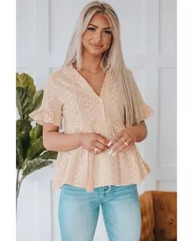 Azura Exchange Топ Babydoll с V-образным вырезом и принтом L абрикосовый