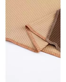 Azura Exchange Топ из трикотажного полотна в рубчик с цветными блоками L коричневый