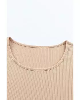 Azura Exchange Топ из трикотажного ребристого вязанного материала с оборками L абрикосовый