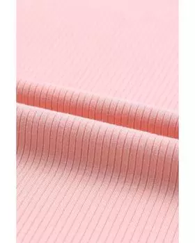 Azura Exchange Топ из трикотажной резинки с оборками на рукавах M розовый