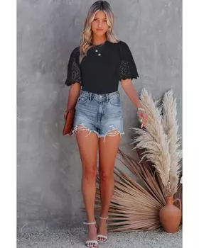 Azura Exchange Топ из трикотажной резинки с люверсами на рукавах XL чёрный