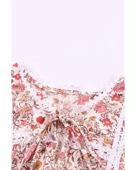 Azura Exchange Топ с цветочным принтом и разрезом на шее 1X розовый