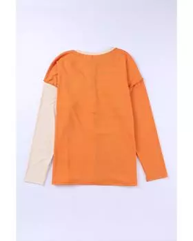 Azura Exchange Топ с длинными рукавами и полосками в цветовых блоках XL оранжевый