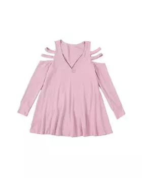 Azura Exchange Топ с длинными рукавами и вафельной вязкой S розовый