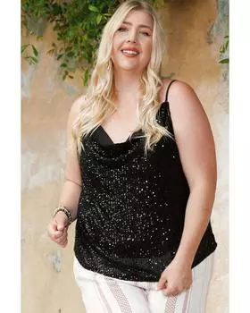 Azura Exchange Топ с драпировкой и пайетками 1X чёрный