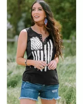 Azura Exchange Топ с графическими пуговицами XL чёрный