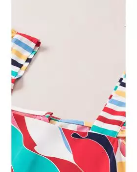 Azura Exchange Топ с квадратным вырезом и абстрактным принтом L разноцветный