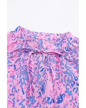 Azura Exchange Топ с леопардовым принтом и оборками M фиолетовый