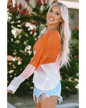 Azura Exchange Топ с люверсами, перекрученной спинкой и цветовым блоком M разноцветный