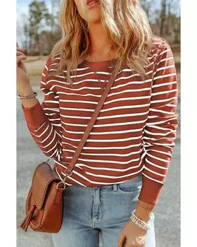 Azura Exchange Топ с полосатым принтом и ребристым краем S красный