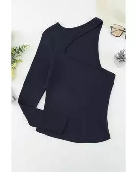 Azura Exchange Топ с ребристым верхом на одно плечо L синий