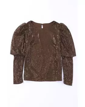 Azura Exchange Топ с рукавами-фонариками и пайетками XL коричневый