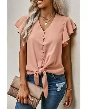 Azura Exchange Топ с завязками на пуговицах L абрикосовый