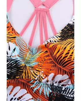 Azura Exchange Топ-танкини с принтом и бретельками на спине-борцовке S жёлтый