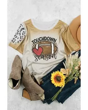 Azura Exchange Touchdown Season Rugby Graphic Leopard Tee S хаки