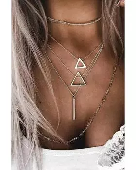 Azura Exchange Triangle Pendant Chain Multilayer Necklace ONE SIZE серебряный