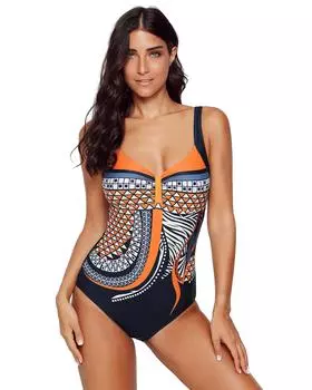 Azura Exchange Слитный купальник с племенным принтом XL оранжевый