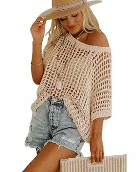 Azura Exchange Трикотажная ребристая футболка с круглым вырезом и коротким рукавом S абрикосовый