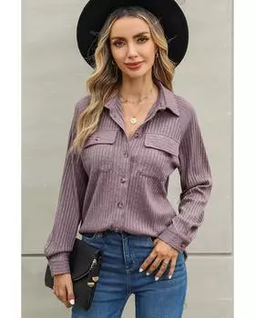 Azura Exchange Трикотажная жакетка с клапаном на пуговицах L фиолетовый