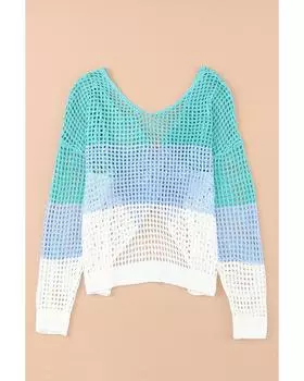 Azura Exchange Трикотажный топ с длинными рукавами и перекрученной спинкой M зелёный