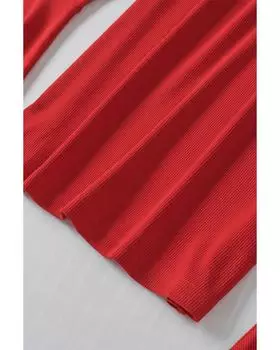 Azura Exchange Трикотажный топ с V-образным вырезом и рукавами-колокольчиками M красный