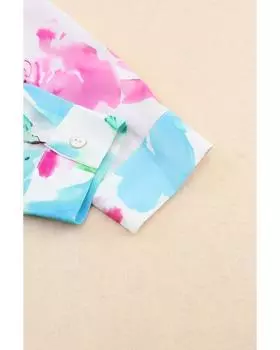 Azura Exchange Туника-рубашка со шнуровкой и цветочным принтом XL фиолетовый