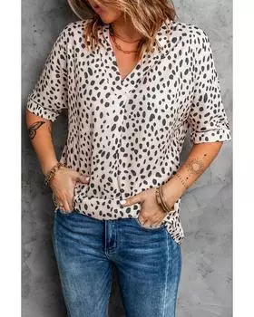 Azura Exchange Туника с V-образным вырезом и принтом животных L коричневый