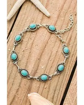 Azura Exchange Turquoise Bohemian Casual Anklet One Size серебряный