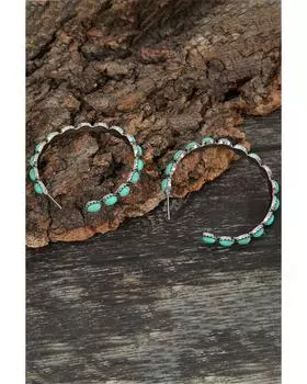 Azura Exchange Turquoise C-shaped Earrings - Retro Style ONE SIZE небесно-голубой