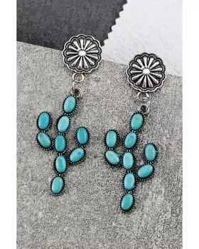 Azura Exchange Turquoise Cactus Daisy Earring ONE SIZE зелёный