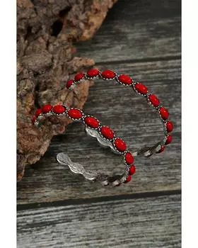 Azura Exchange Turquoise Circle C-shaped Earrings ONE SIZE красный