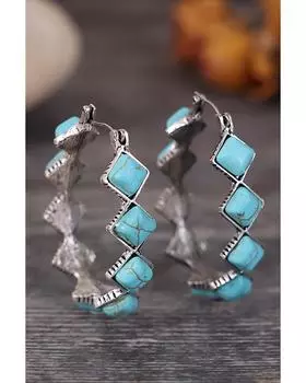 Azura Exchange Turquoise Square Gem Earrings ONE SIZE зелёный