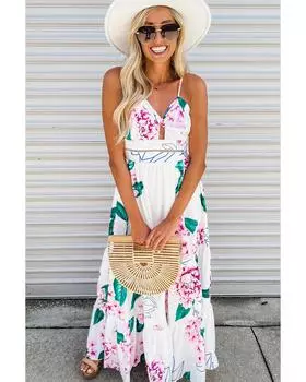 Azura Exchange Twist Cutout Maxi Dress with Adjustable Straps L белый