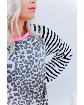 Azura Exchange Twist Long Sleeve Top L леопардовый