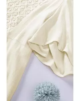 Azura Exchange V-Neck Crochet Detail Babydoll Top M бежевый